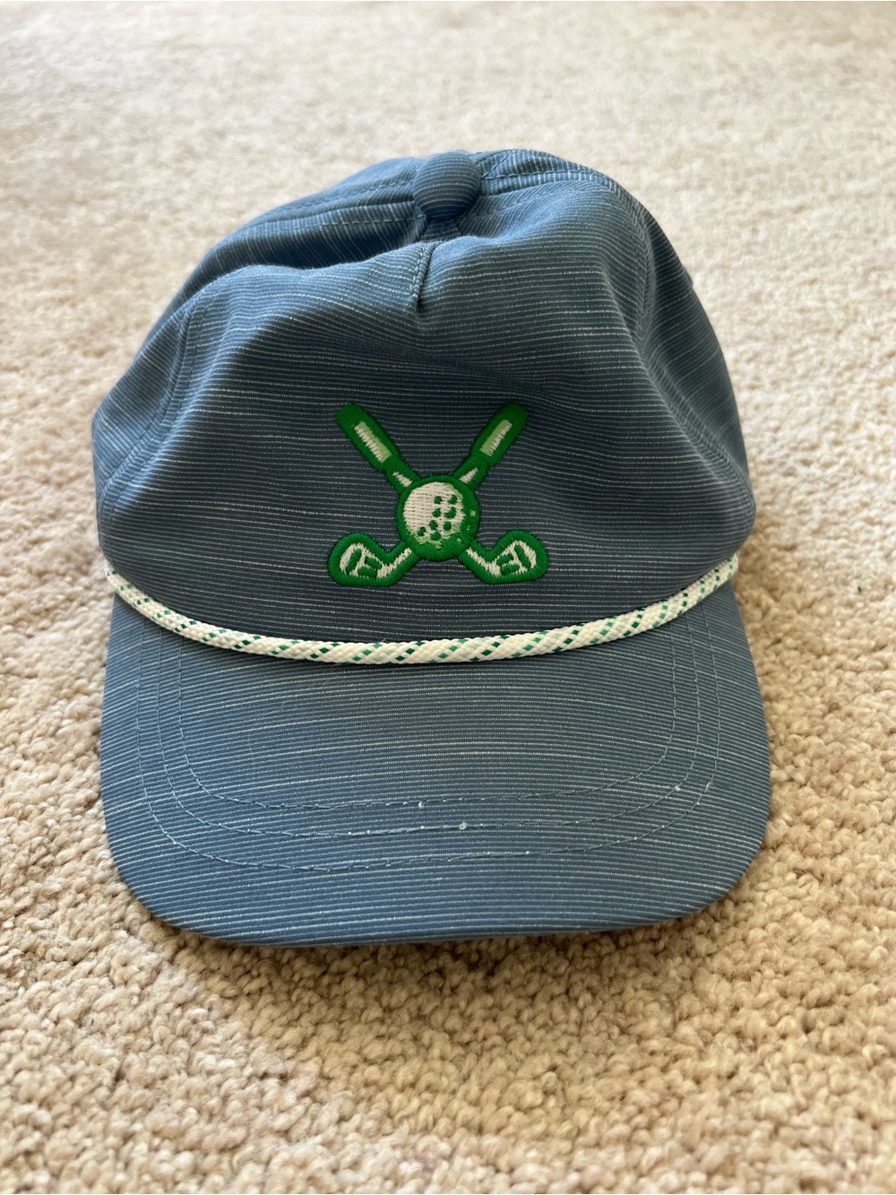 Kids Blue Golf Embroidered Rope Cap